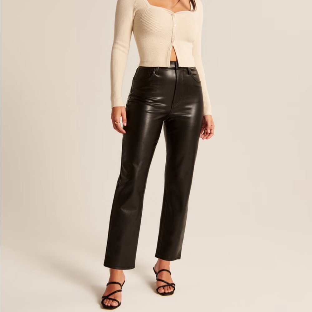 Abercrombie ankle straight ultra high rise vegan leather pants